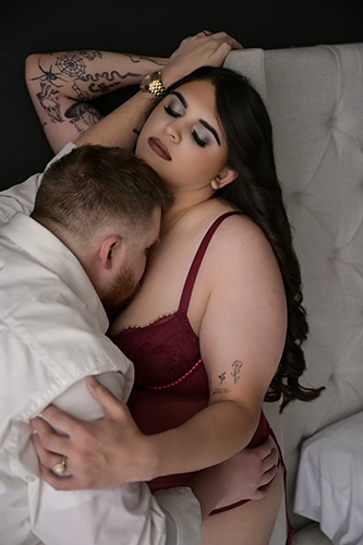 His loving gaze meets her eyes